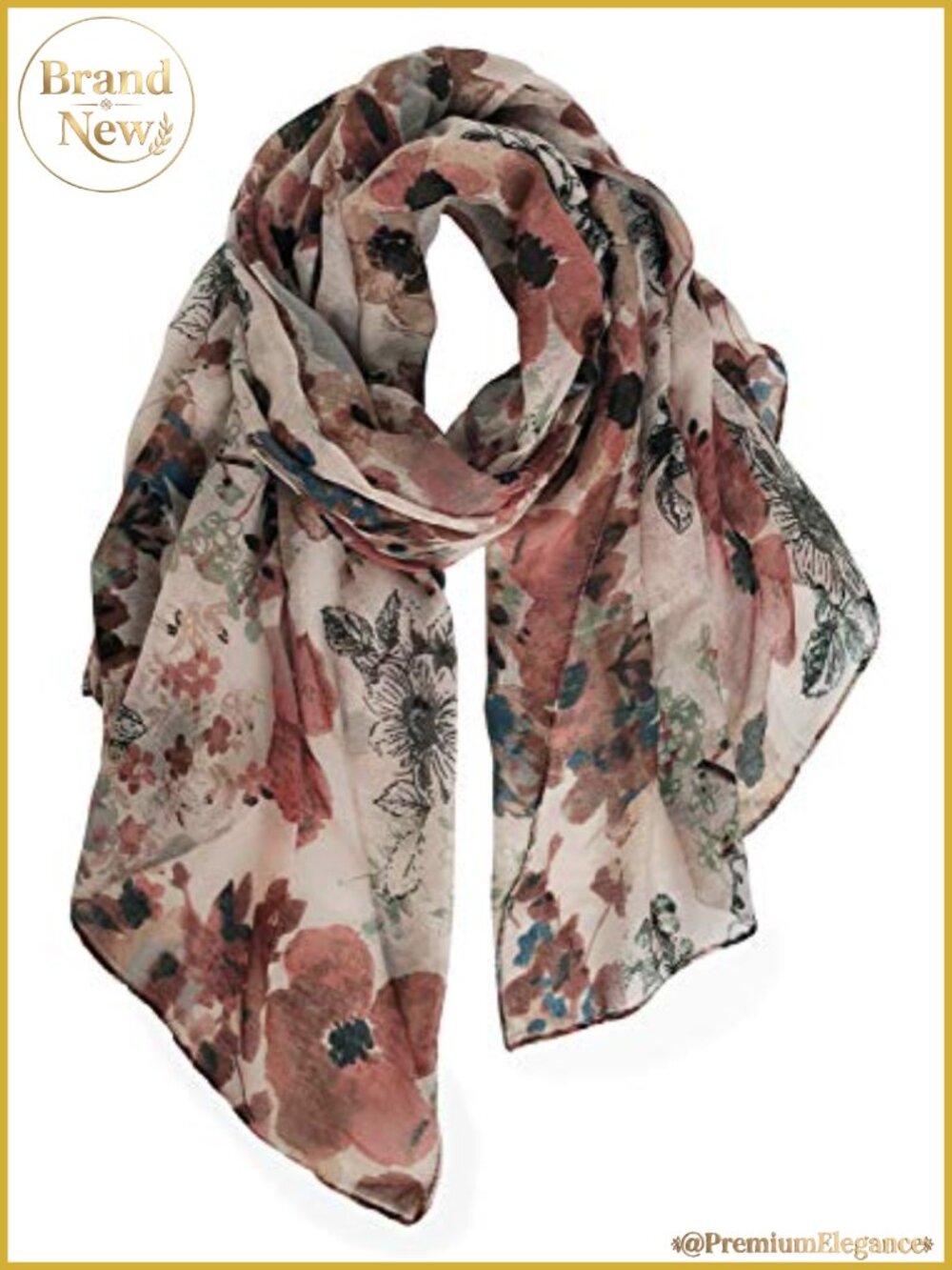 Lightweight Floral Print Scarf Shawl Wrap for Women - Cotton Voile Feel